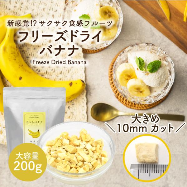 フリーズドライフルーツ フリーズドライ バナナ 200g ( ダイスカット サイズ:10mm ) 果物 果肉 トッピング パウティー POWTEA 無添加 乾燥