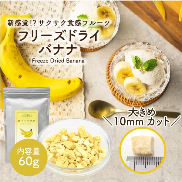 フリーズドライフルーツ フリーズドライ バナナ 60g ( ダイスカット サイズ:10mm ) 果物 果肉 トッピング パウティー POWTEA 無添加 乾燥