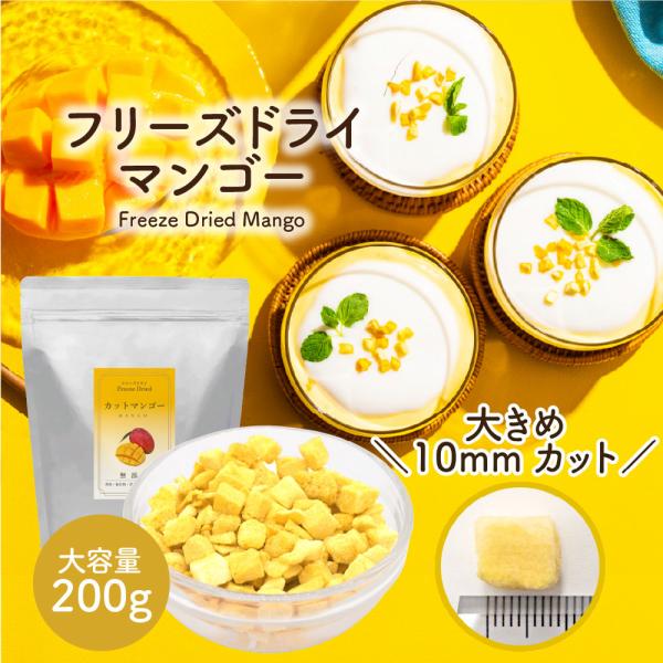フリーズドライフルーツ フリーズドライ マンゴー 200g (ダイスカット サイズ:10mm) フルーツ トッピング パウティー POWTEA お菓子 無添加