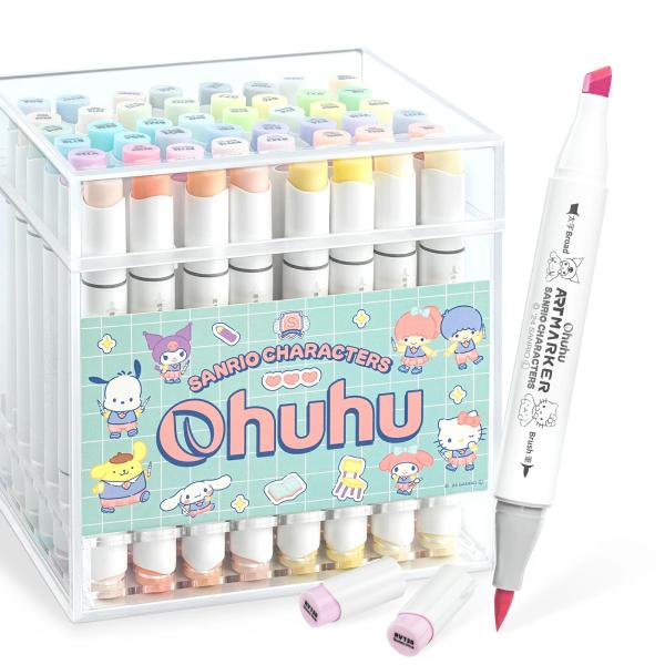【サンリオ×Ohuhuマーカーペン】サンリオ×Ohuhu 筆タイプ 太字 48色 クリスマス ギフト プレセント