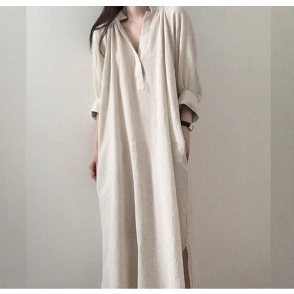 春夏 シャツワンピ ロング丈 ワンピ ワンピース 七分袖 ロングワンピース スキッパーシャツ 無地 マキシワンピ レディース Buyee Buyee Japanese Proxy Service Buy From Japan Bot Online