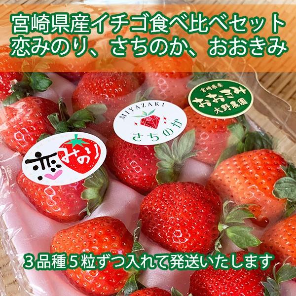宮崎県産イチゴ3種食べ比べセット】おおきみ、さちのか、恋みのり