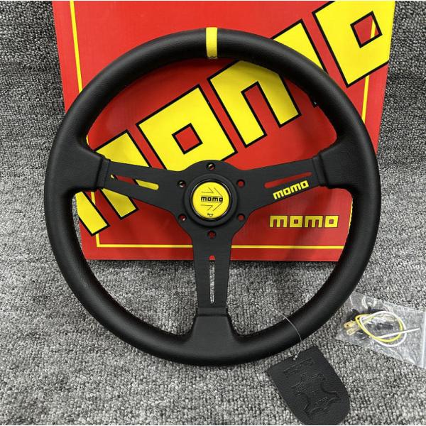 MOMO ステアリング 338mm 13インチ レザー イエロー ou-044