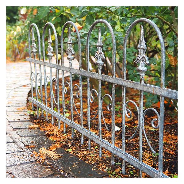 アイアン製 ガーデンフェンス シャビーラウンドフェンスグレー 支柱