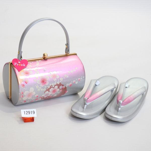 草履バッグセット 合皮螺鈿柄（フリーサイズ） 新品（株）安田屋 