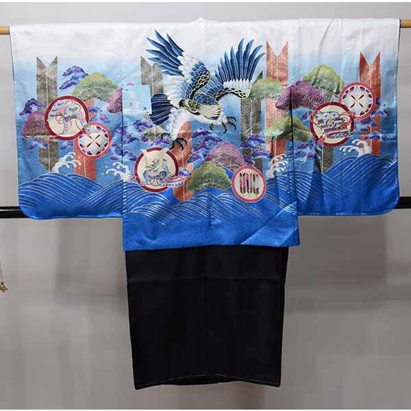 七五三 五歳 男児 羽織・着物・襦袢3点セット M寸 豪華絢爛 綸子
