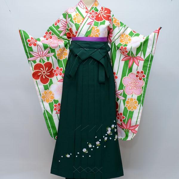 着物袴セット ジュニア用へ直し 144cm〜150cm 花ひめ 黄緑色 袴変更