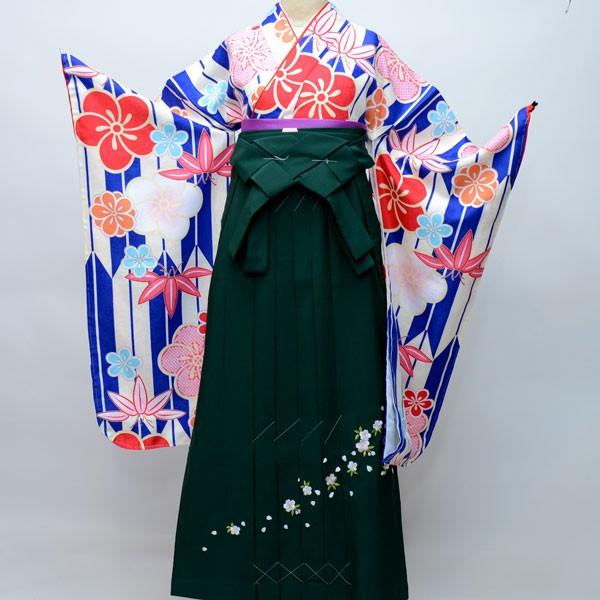 着物袴セット ジュニア用へ直し 144cm〜150cm 青色 花ひめ 袴変更可能 