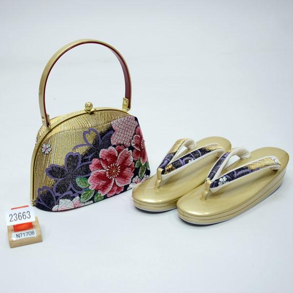 草履バッグセット 正絹帯地 日本製 Lサイズ 適合足サイズ23cm〜25cm 