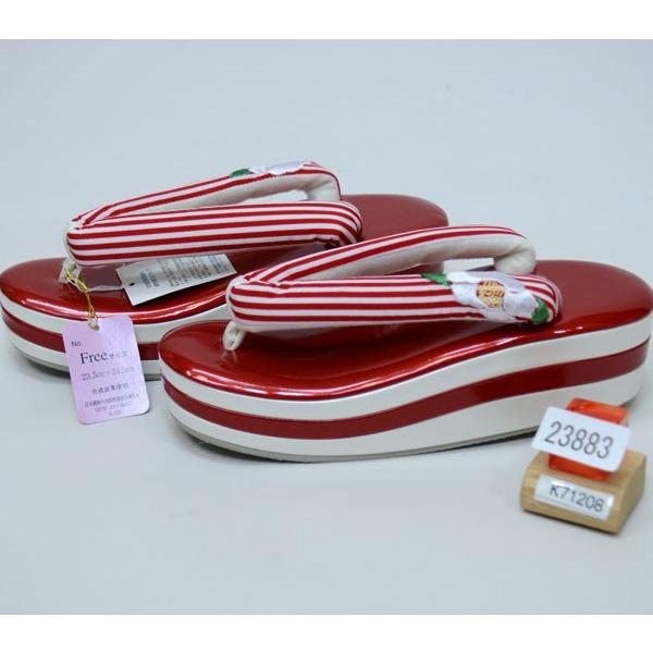 草履 ヒール高 踵3段 ヒール高 鼻緒:椿刺繍 24cm フリーサイズ 適合足  