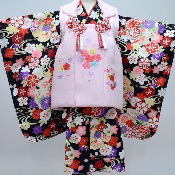 七五三 三歳 女児 被布着物フルセット 被布と着物生地日本製 染め加工  