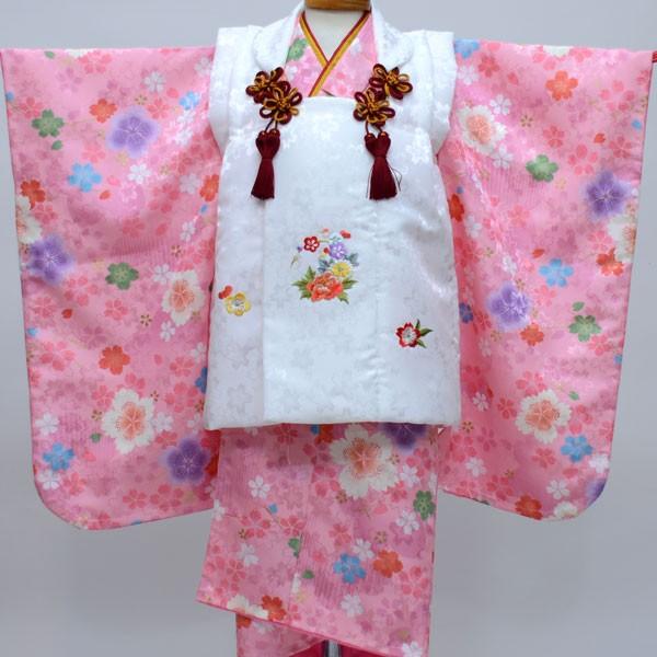 七五三 三歳 女児 被布着物フルセット 日本製 陽気な天使 綸子地 3才 3