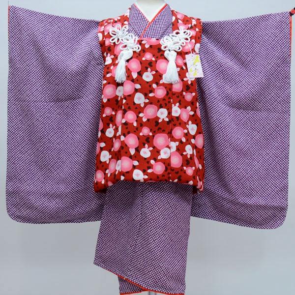 七五三 三歳 女児 被布着物フルセット 日本製 しぼの大きいちりめん地 