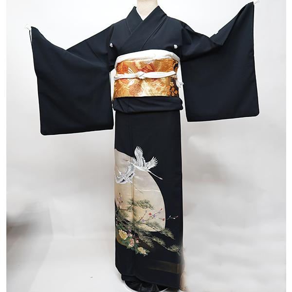 黒留袖 単品 正絹 五三桐 丸なし 家紋入り 仕立て上がり（株）安田屋  