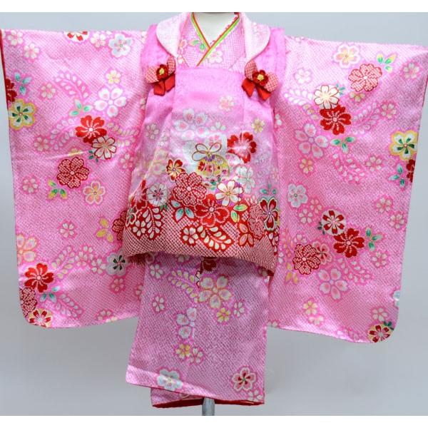 七五三 三歳 女児 被布着物フルセット 総疋田鹿子模様柄 お仕立て無料 七五三 三歳 正絹 女児 被布着物フルセット 総疋田鹿子模様柄 半衿