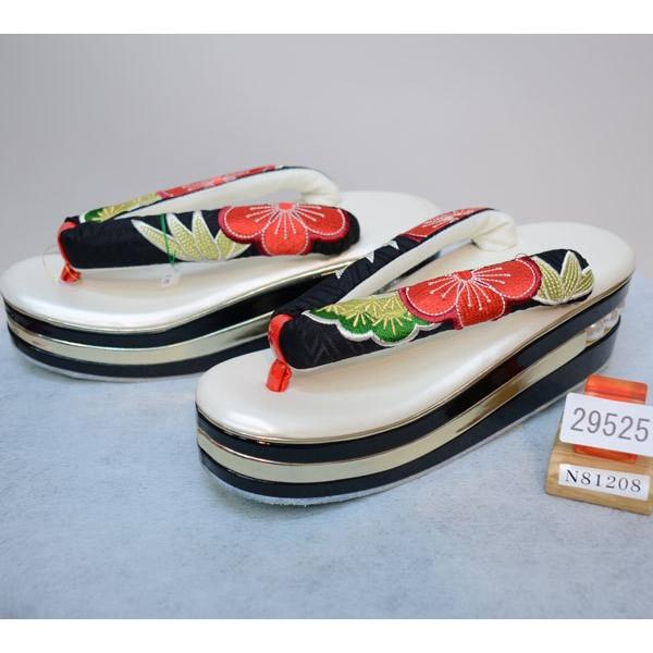 草履 ヒール高 踵3段 松竹梅花緒 パール装飾 フリーサイズ 適合足  