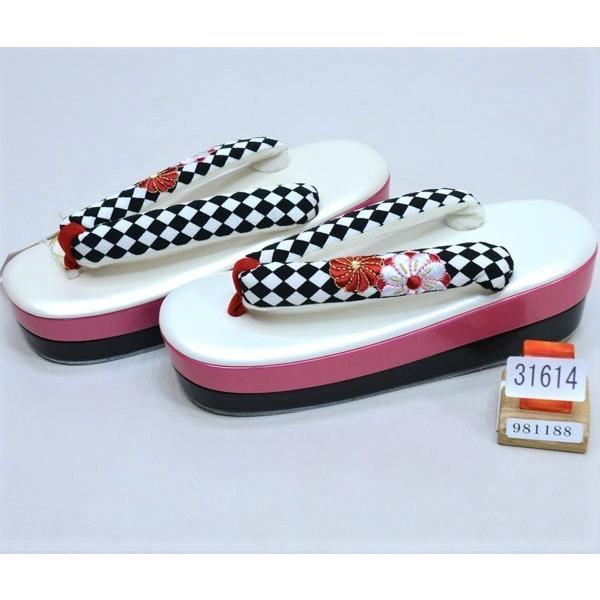 草履 ヒール高 踵2段 稔じ菊刺繍鼻緒 フリーサイズ 適合足サイズ23.5cm  