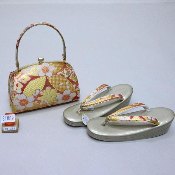 草履バッグセット 正絹 帯地 日本製 優花緒 24cm フリーサイズ  