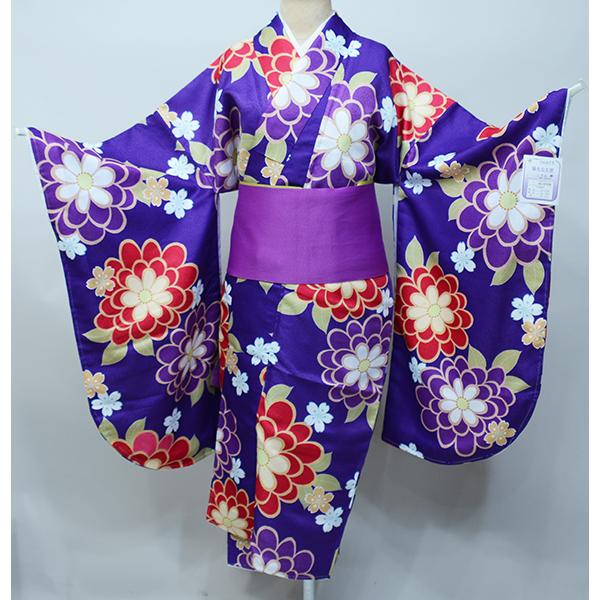 二尺袖着物 単品 仕立て上がり 陽気な天使 紫色 ショート丈 NO31999-4 二尺袖着物 単品 仕立て上がり 陽気な天使 紫色 着物丈は着付けし易い