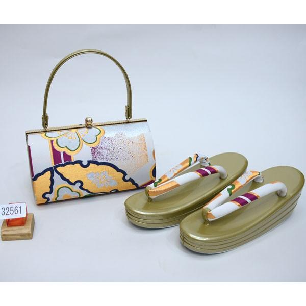 草履バッグセット 正絹 帯地 三枚芯 フリーサイズ 24cm 適合足  
