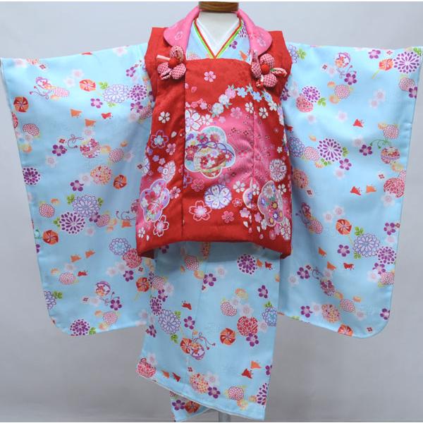 七五三 3歳 3才 三歳 三才 女児 女の子 被布 着物フルセット 百花繚乱 