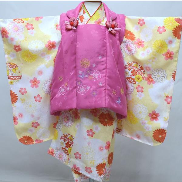 七五三 3歳 3才 三歳 三才 女児 女の子 被布 着物フルセット 百花繚乱