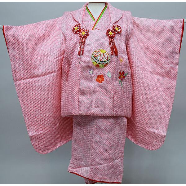 七五三 三歳 女児 被布着物フルセット 正絹 総絞り NO34162