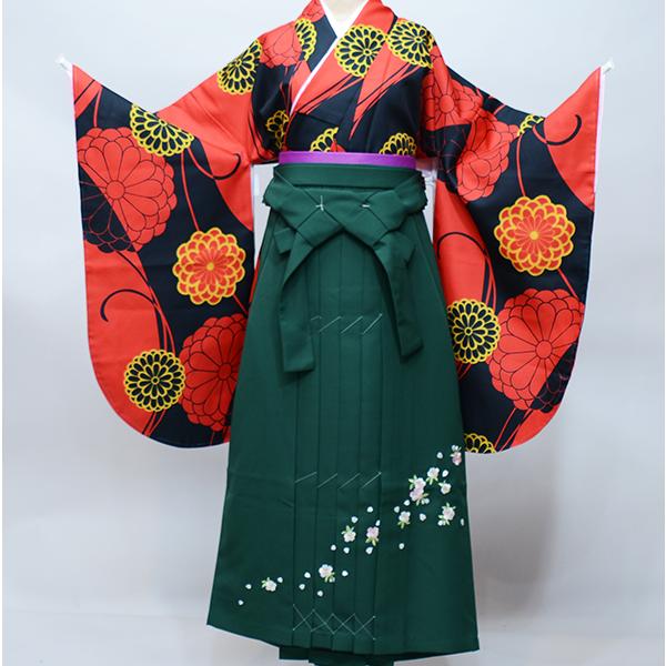着物袴セット ジュニア用へ直し 135cm〜150cm 豪華絢爛 赤地 袴色変更 