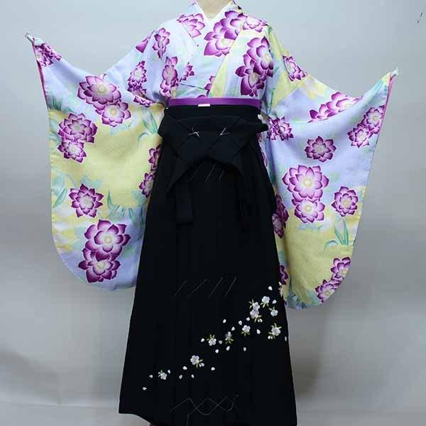 着物袴セット ジュニア用へ直し 135cm〜150cm 桔梗 紫 黄色 袴色変更  