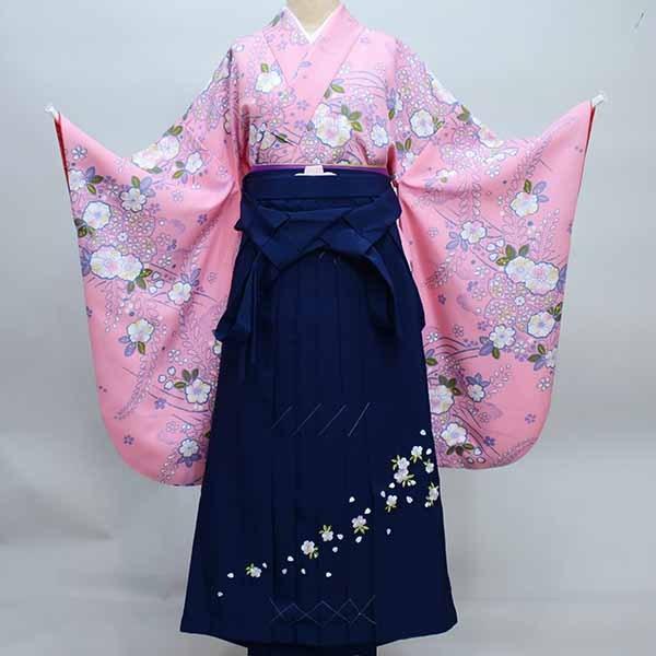 着物袴セット ジュニア用へ直し144～150cm 百花繚乱 白色 袴変更可能