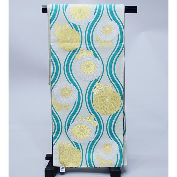 驚きの値段 六通 合繊 袋帯 振袖用 NO36561 日本製 両縁縫い上げ済