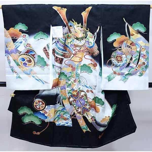 お宮参り 産着 のしめ 男児 正絹 着物 綸子地 豪華絢爛 金刺繍 兜 龍  