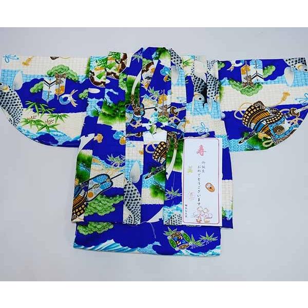 一つ身 着物セット 袷 綿入れ デンチセット 祝着 お宮参り 男児 陽気な 