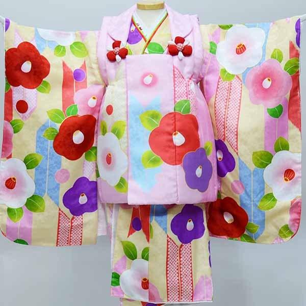 七五三 三歳 女児 被布着物フルセット 半衿伊達襟付き 花ひめ 合繊 3歳