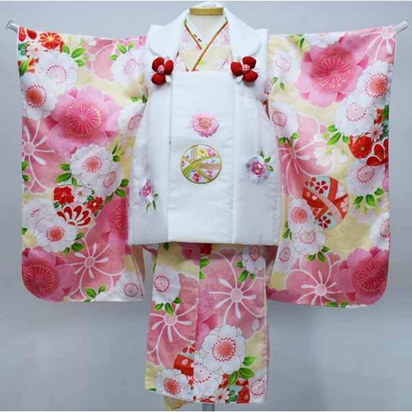 七五三 三歳 女児 正絹 被布着物フルセット 半衿伊達襟付き 祝着