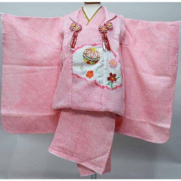 七五三 3歳 女の子 子供 正絹 総絞り 着物 被布 セット 3歳女の子七五三総絞り正絹着物レンタル｜京友禅の高級