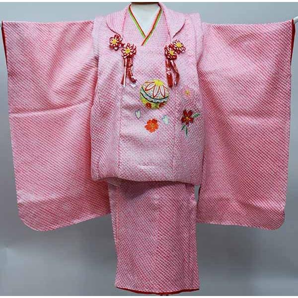 七五三 三歳 女児 被布着物セット 正絹 総絞り 祝着 新品（株）安田屋 