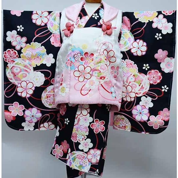 七五三 三歳 女児 正絹 被布 着物フルセット 陽気な天使 お仕立て無料 七五三 三歳 女児 正絹 被布 着物フルセット 半衿縫い付け済み 陽気な