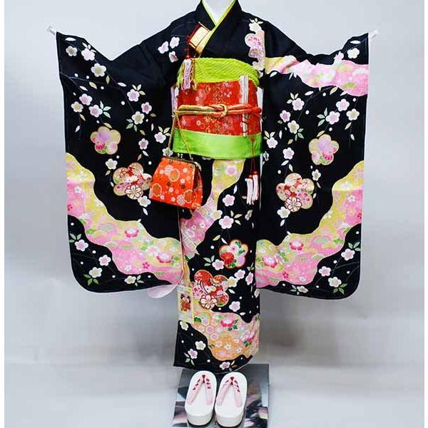 七五三 七歳 女児 正絹 着物 フルセット 着物は陽気な天使 絵羽四ツ身  