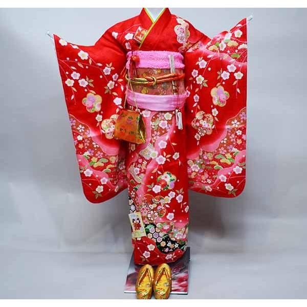 七五三 七歳 女児 正絹 着物 フルセット 着物は陽気な天使 絵羽四ツ身  