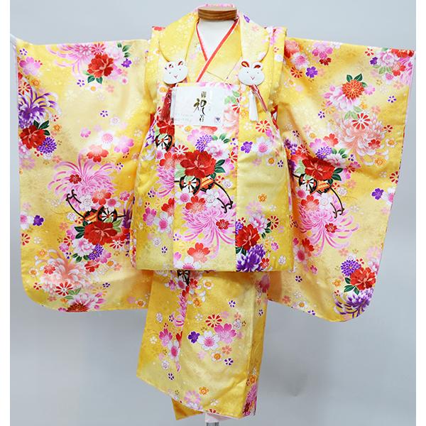 七五三 3歳 3才 三歳 三才 女児 女の子 被布 着物 フルセット 百花繚乱 