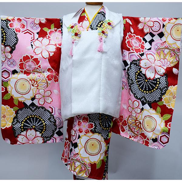 七五三 三歳 女児 被布 着物セット 日本製 綸子地 陽気な天使 NO23985 七五三 三歳 女児 被布 着物セット 日本製 綸子地 陽気な天使 NO23985