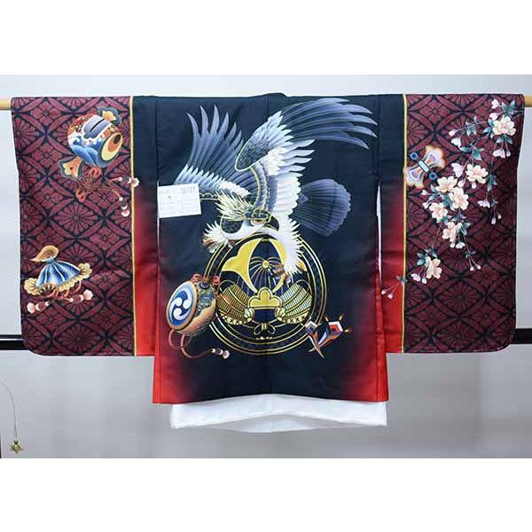 七五三 五歳 男児 羽織・着物・襦袢3点セット L寸 金刺繍 綸子地 濃紺地 鷹 楽天市場】七五三 五歳 男児 着物 羽織袴フルセット 金刺繍 紺地