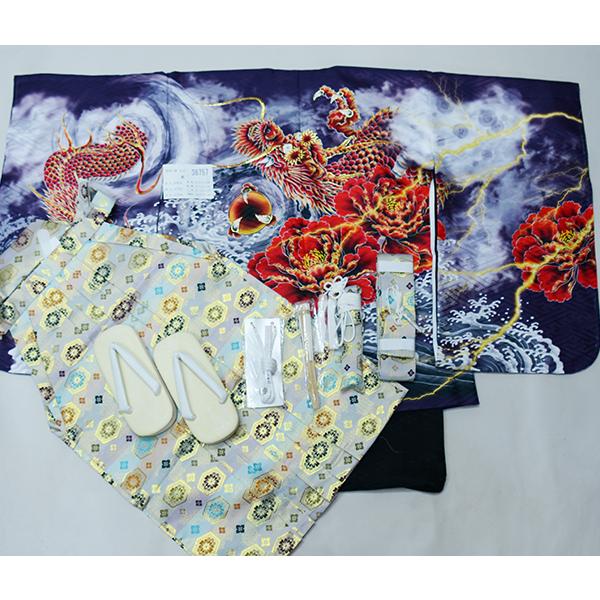 七五三 五歳 男児 羽織袴フルセット 着物 L寸 金刺繍 豪華絢爛 綸子地 