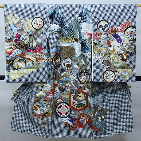 お宮参り 産着 男児 男の子 のしめ 綸子地 合繊 白地 祝着 NO36358