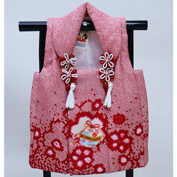 七五三 三歳 女児 被布コート 単品 正絹 総絞り 柄刺繍 陽気な天使