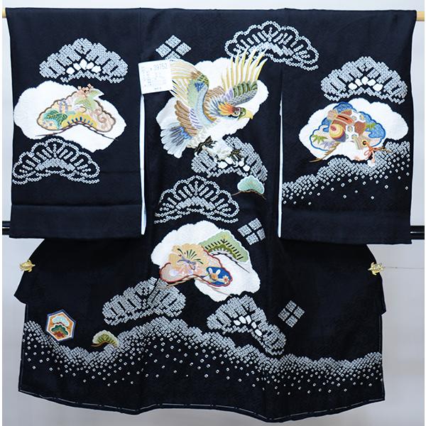 お宮参り 産着 のしめ 男児 正絹 羽二重 黒地 鷹 祝着 NO42697 お宮参り 産着 のしめ 男児 正絹 羽二重 金刺繍 黒地 鷹 NO36129