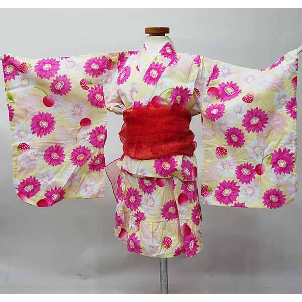 浴衣ドレス・帯3点セット 女児 女の子 7歳〜8歳 7才〜8才 120サイズ