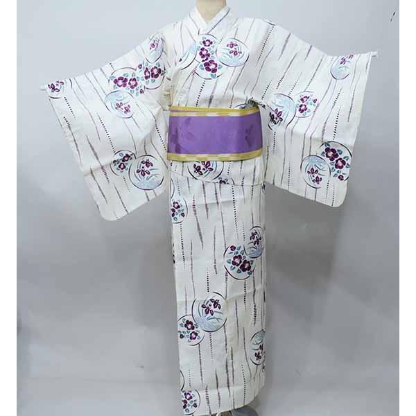 二部式 浴衣 単品 女性用 セパレート フリーサイズ 綿 白地 NO40528 二部式 浴衣 単品 女性用 着付け不要 簡単に着られる 二部式浴衣