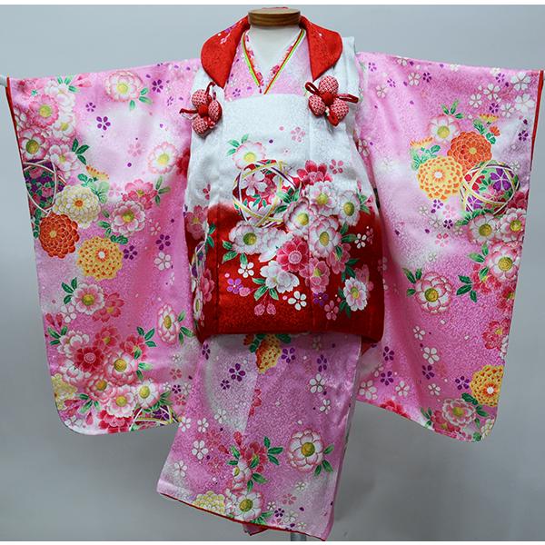 七五三 三歳 女児 被布着物セット 正絹 花うさぎ 百花繚乱 3歳 3才 